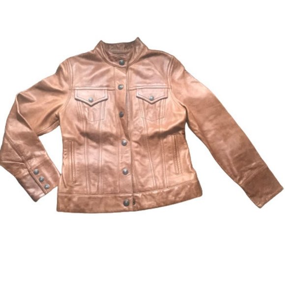 Gap Caramel Cow Leather Jacket - Picture 2 of 7